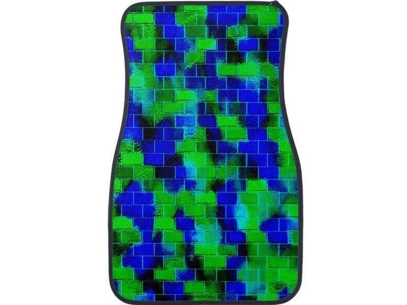 Car Mats-BRICK WALL SMUDGED Car Mats Sets-Blues & Greens-from COLORADDICTED.COM-