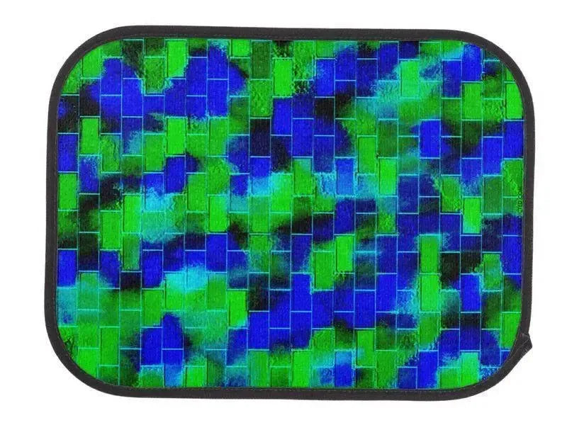 Car Mats-BRICK WALL SMUDGED Car Mats Sets-Blues & Greens-from COLORADDICTED.COM-