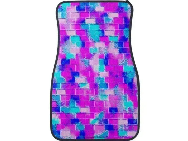 Car Mats-BRICK WALL SMUDGED Car Mats Sets-Blues & Purples & Fuchsias & Pinks-from COLORADDICTED.COM-