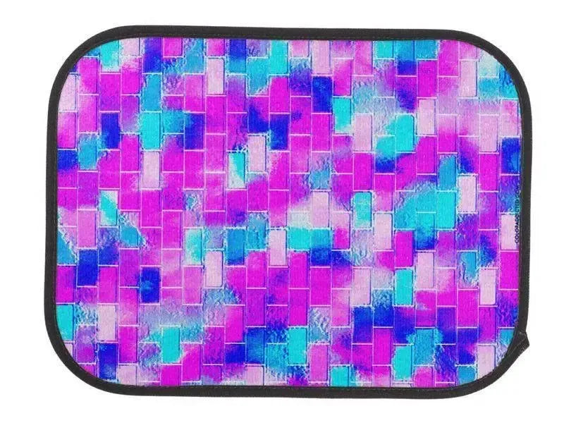 Car Mats-BRICK WALL SMUDGED Car Mats Sets-Blues & Purples & Fuchsias & Pinks-from COLORADDICTED.COM-