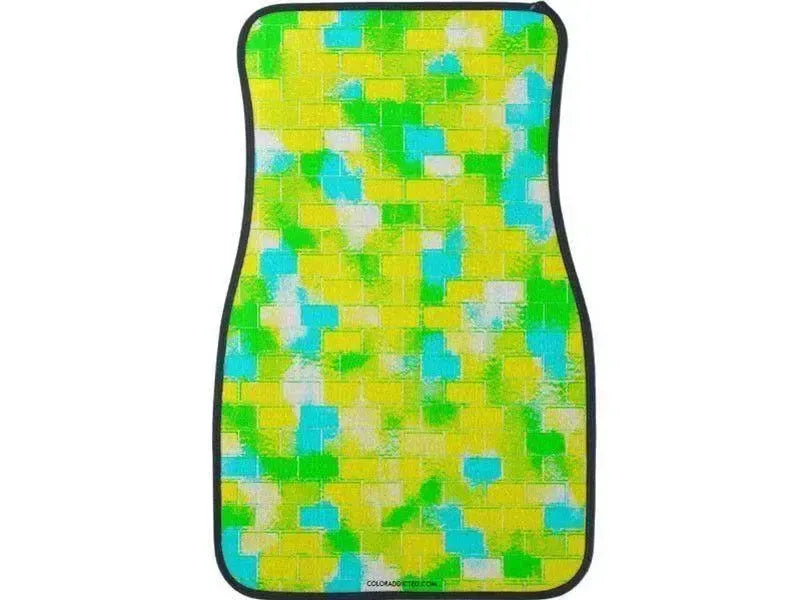 Car Mats-BRICK WALL SMUDGED Car Mats Sets-Greens & Yellows & Light Blues-from COLORADDICTED.COM-