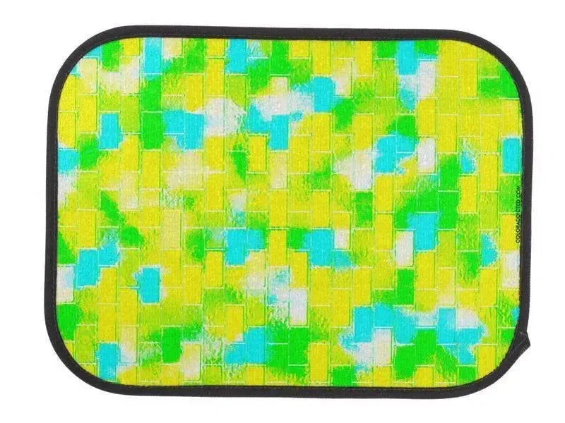 Car Mats-BRICK WALL SMUDGED Car Mats Sets-Greens & Yellows & Light Blues-from COLORADDICTED.COM-