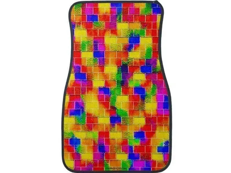 Car Mats-BRICK WALL SMUDGED Car Mats Sets-Multicolor Bright-from COLORADDICTED.COM-