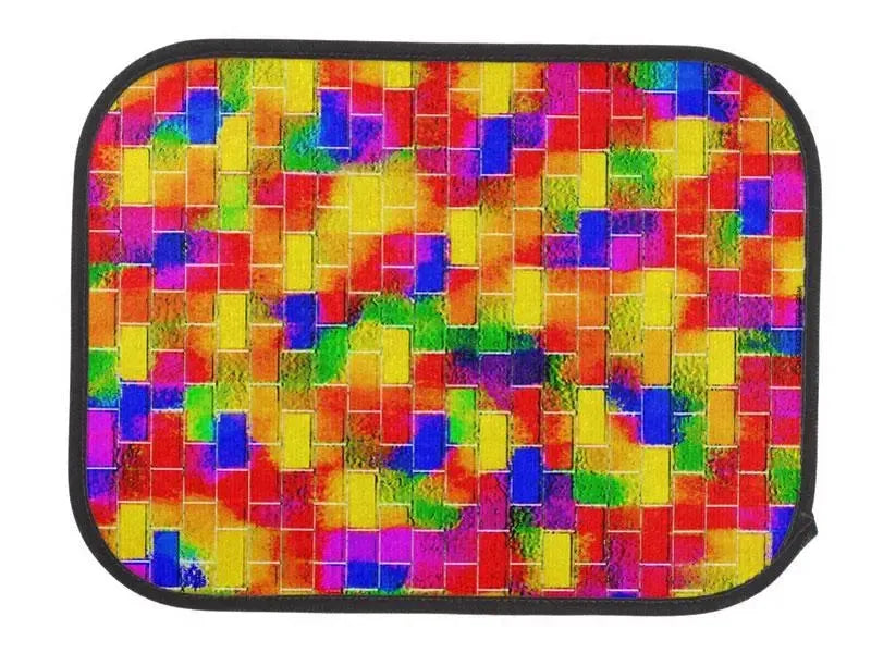 Car Mats-BRICK WALL SMUDGED Car Mats Sets-Multicolor Bright-from COLORADDICTED.COM-