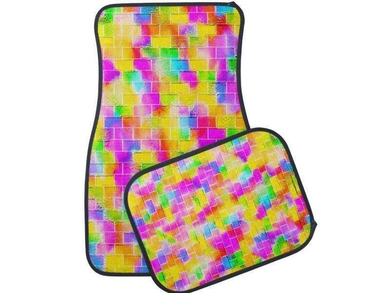 Car Mats-BRICK WALL SMUDGED Car Mats Sets-Multicolor Light-from COLORADDICTED.COM-