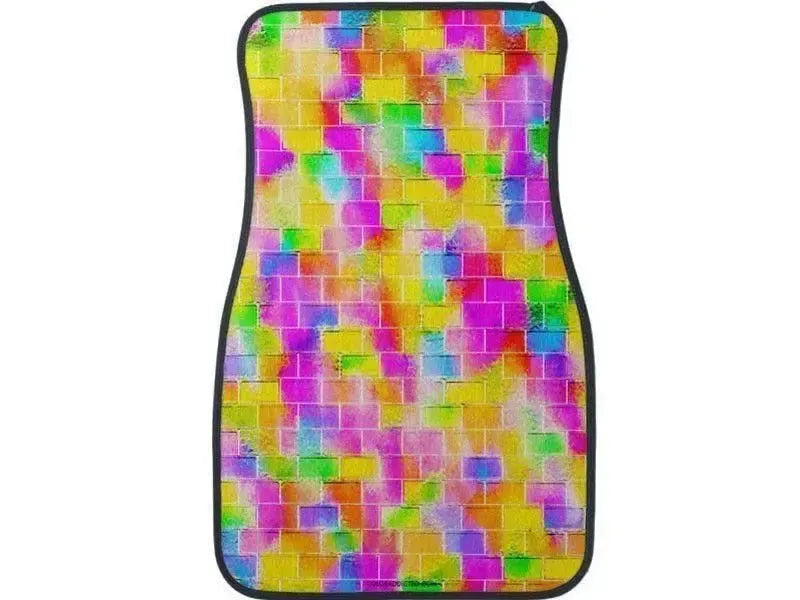 Car Mats-BRICK WALL SMUDGED Car Mats Sets-Multicolor Light-from COLORADDICTED.COM-