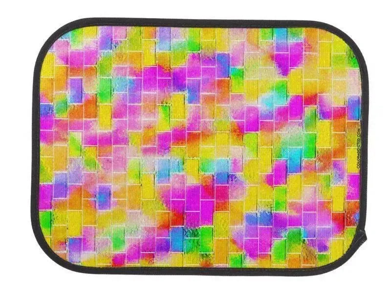 Car Mats-BRICK WALL SMUDGED Car Mats Sets-Multicolor Light-from COLORADDICTED.COM-