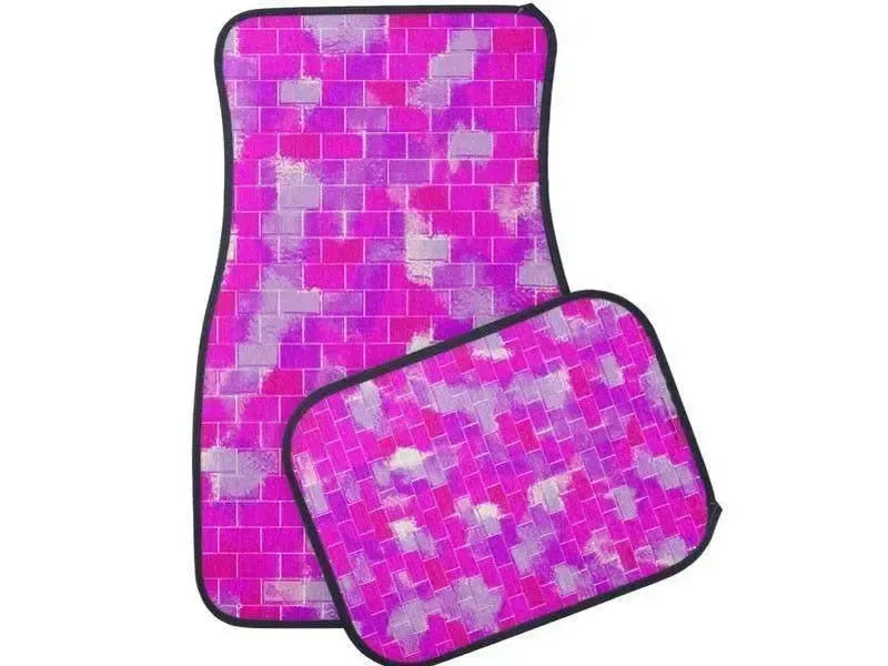 Car Mats-BRICK WALL SMUDGED Car Mats Sets-Purples & Violets & Fuchsias-from COLORADDICTED.COM-