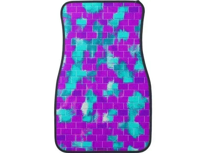 Car Mats-BRICK WALL SMUDGED Car Mats Sets-Purples & Violets & Turquoises-from COLORADDICTED.COM-