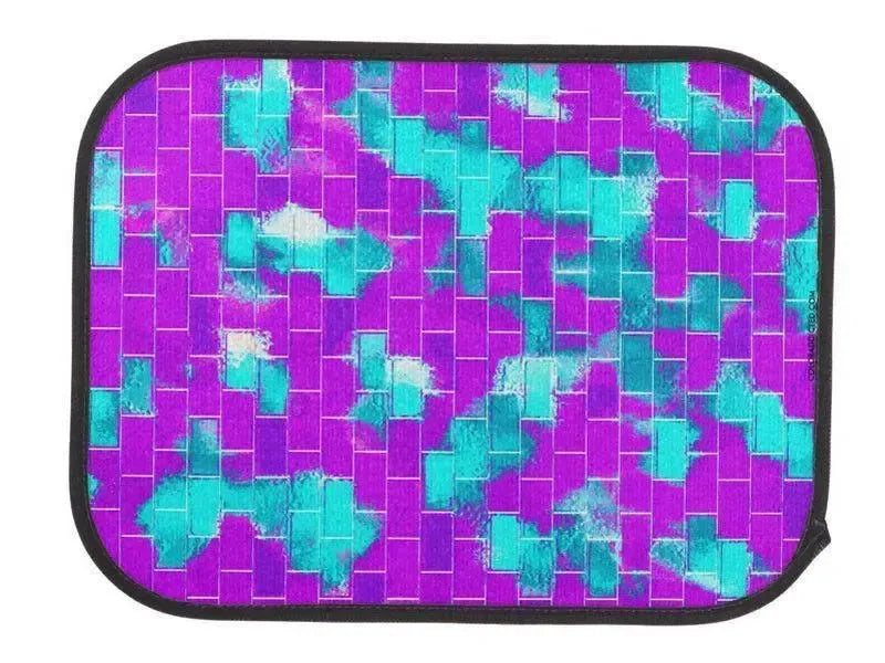 Car Mats-BRICK WALL SMUDGED Car Mats Sets-Purples & Violets & Turquoises-from COLORADDICTED.COM-