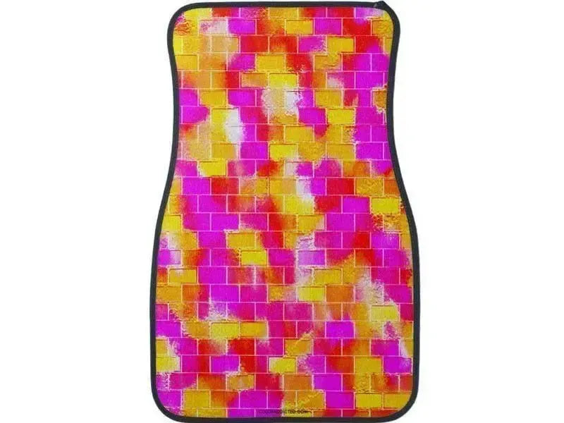 Car Mats-BRICK WALL SMUDGED Car Mats Sets-Reds & Oranges & Yellows & Fuchsias-from COLORADDICTED.COM-