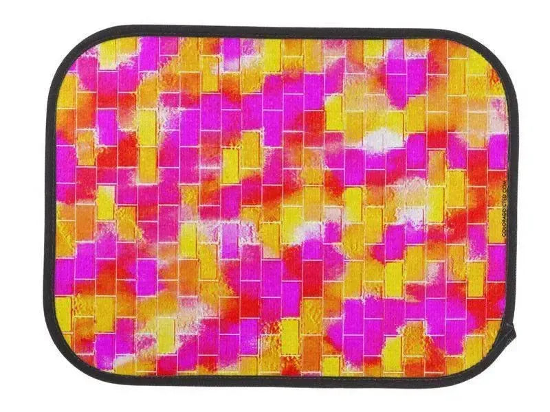 Car Mats-BRICK WALL SMUDGED Car Mats Sets-Reds & Oranges & Yellows & Fuchsias-from COLORADDICTED.COM-