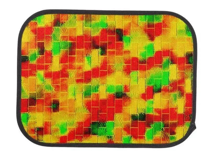 Car Mats-BRICK WALL SMUDGED Car Mats Sets-Reds & Oranges & Yellows & Greens-from COLORADDICTED.COM-