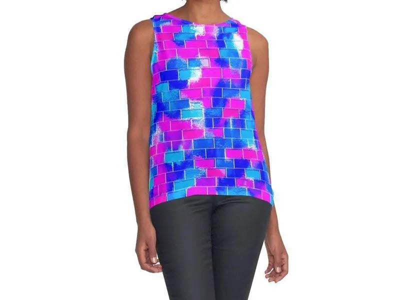 Contrast Tanks-BRICK WALL SMUDGED Contrast Tanks-Blues & Fuchsias-from COLORADDICTED.COM-