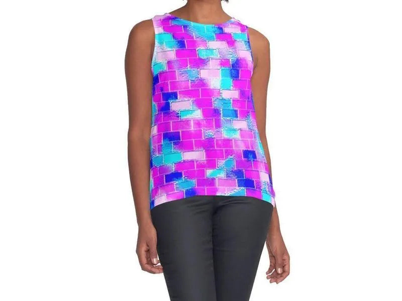 Contrast Tanks-BRICK WALL SMUDGED Contrast Tanks-Blues & Purples & Fuchsias & Pinks-from COLORADDICTED.COM-