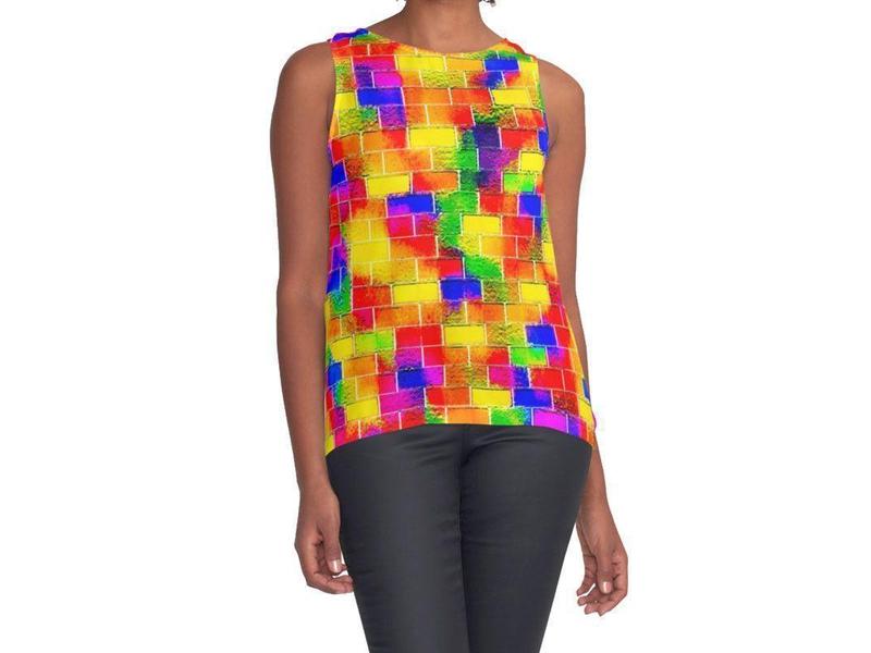 Contrast Tanks-BRICK WALL SMUDGED Contrast Tanks-Multicolor Bright-from COLORADDICTED.COM-