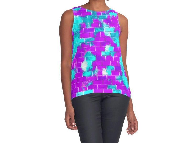 Contrast Tanks-BRICK WALL SMUDGED Contrast Tanks-Purples &amp; Violets &amp; Turquoises-from COLORADDICTED.COM-