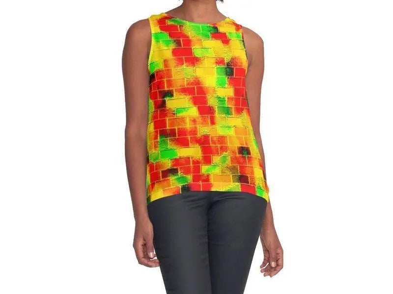 Contrast Tanks-BRICK WALL SMUDGED Contrast Tanks-Reds & Oranges & Yellows & Greens-from COLORADDICTED.COM-