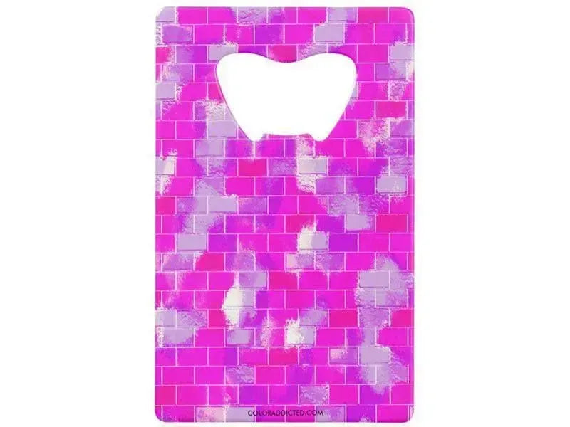 Credit Card Bottle Openers-BRICK WALL SMUDGED Credit Card Bottle Openers-Purples, Violets & Fuchsias-from COLORADDICTED.COM-