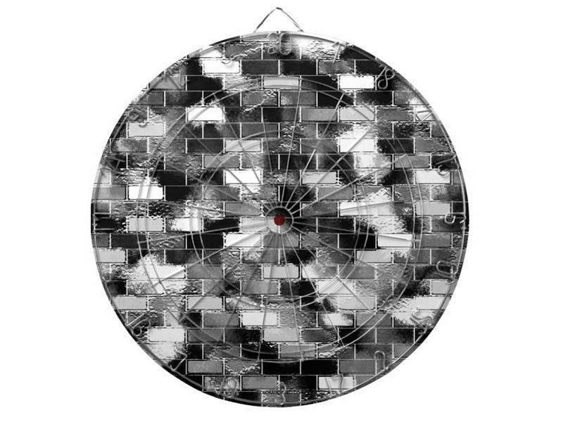 Dartboards-BRICK WALL SMUDGED Dartboards (includes 6 Darts)-Black &amp; Grays &amp; White-from COLORADDICTED.COM-