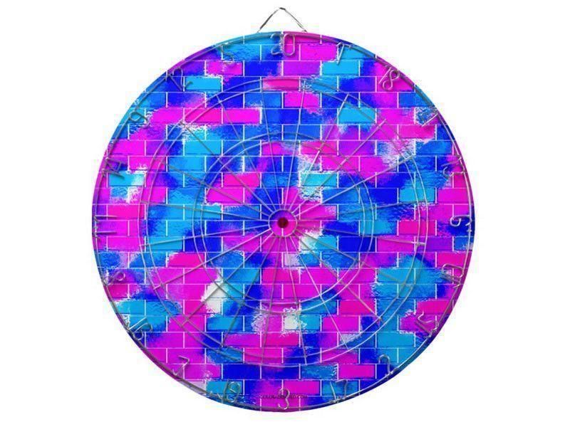 Dartboards-BRICK WALL SMUDGED Dartboards (includes 6 Darts)-Blues &amp; Fuchsias-from COLORADDICTED.COM-