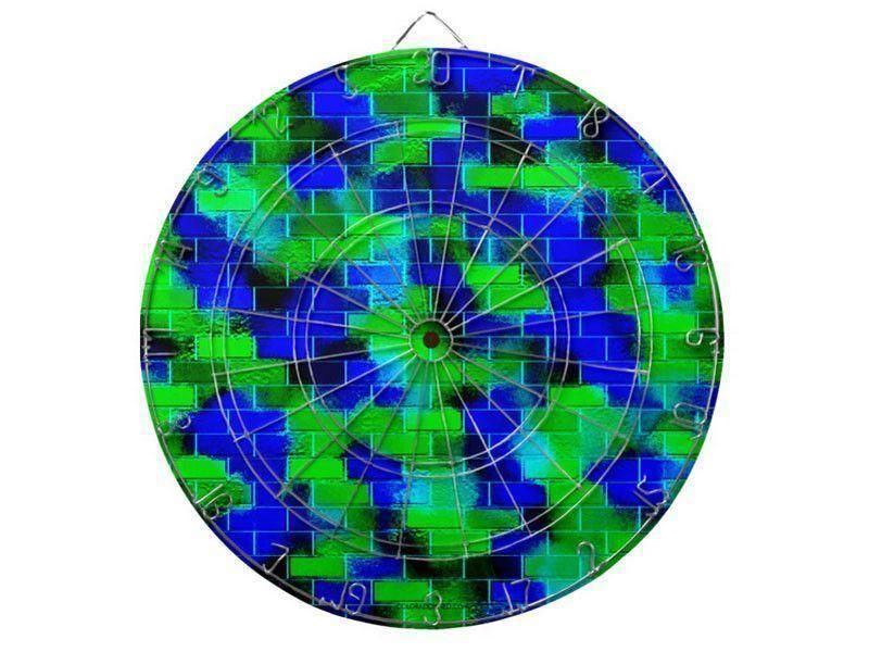 Dartboards-BRICK WALL SMUDGED Dartboards (includes 6 Darts)-Blues &amp; Greens-from COLORADDICTED.COM-