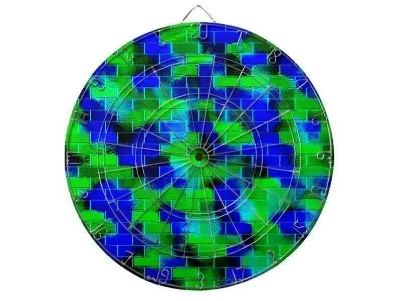 Dartboards-BRICK WALL SMUDGED Dartboards (includes 6 Darts)-Blues & Greens-from COLORADDICTED.COM-