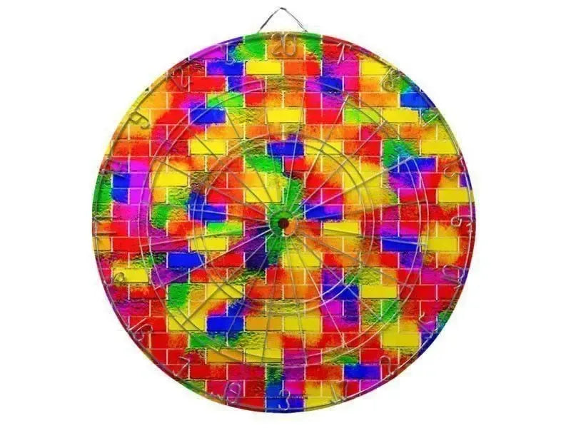 Dartboards-BRICK WALL SMUDGED Dartboards (includes 6 Darts)-Multicolor Bright-from COLORADDICTED.COM-