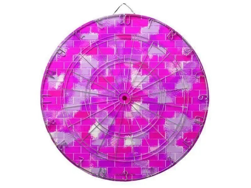 Dartboards-BRICK WALL SMUDGED Dartboards (includes 6 Darts)-Purples & Violets & Fuchsias-from COLORADDICTED.COM-