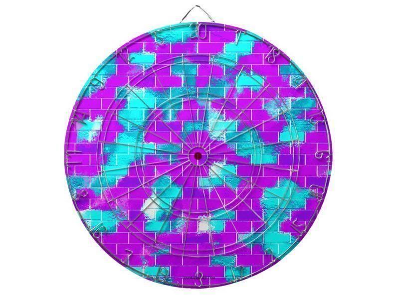 Dartboards-BRICK WALL SMUDGED Dartboards (includes 6 Darts)-Purples &amp; Violets &amp; Turquoises-from COLORADDICTED.COM-
