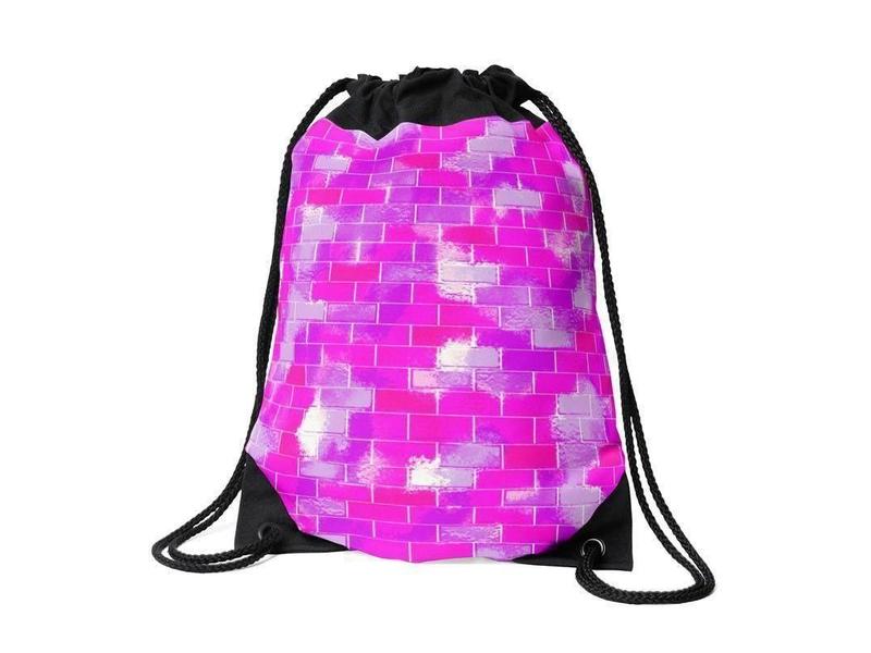 Drawstring Bags-BRICK WALL SMUDGED Drawstring Bags-Purples &amp; Violets &amp; Fuchsias-from COLORADDICTED.COM-