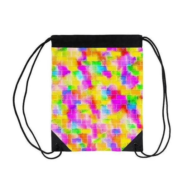 Drawstring Bags-BRICK WALL SMUDGED Drawstring Bags-Multicolor Light-from COLORADDICTED.COM-