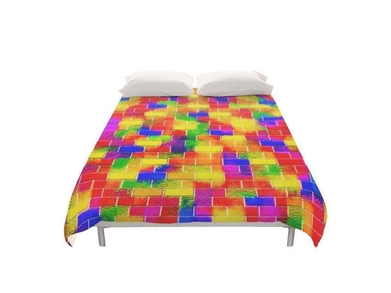 Duvet Covers-BRICK WALL SMUDGED Duvet Covers-Multicolor Bright-from COLORADDICTED.COM-