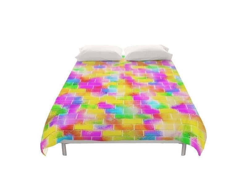 Duvet Covers-BRICK WALL SMUDGED Duvet Covers-Multicolor Light-from COLORADDICTED.COM-