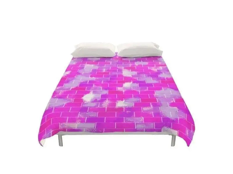 Duvet Covers-BRICK WALL SMUDGED Duvet Covers-Purples & Violets & Fuchsias-from COLORADDICTED.COM-