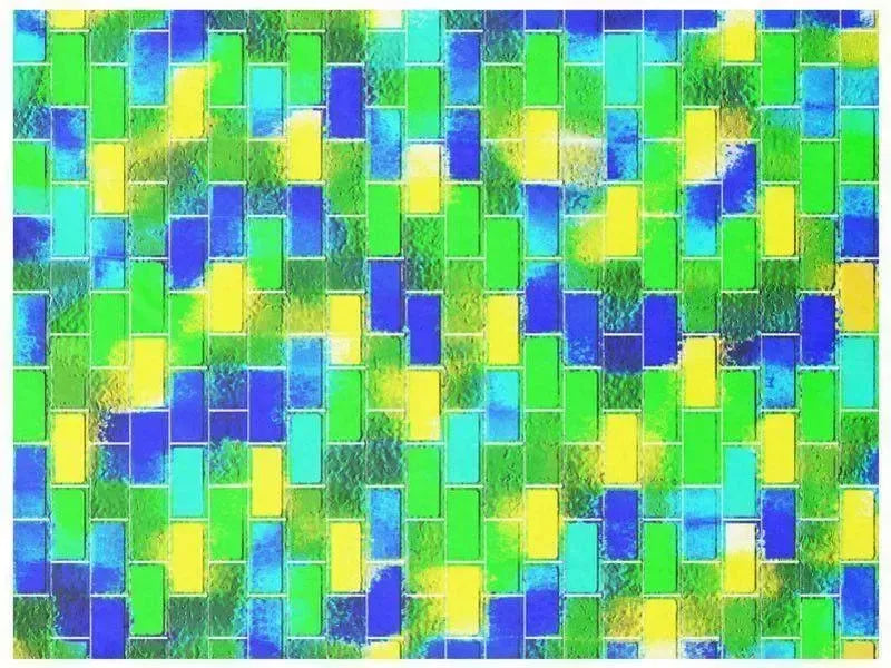 Fleece Blankets-BRICK WALL SMUDGED Fleece Blankets-Blues, Greens & Yellows-from COLORADDICTED.COM-