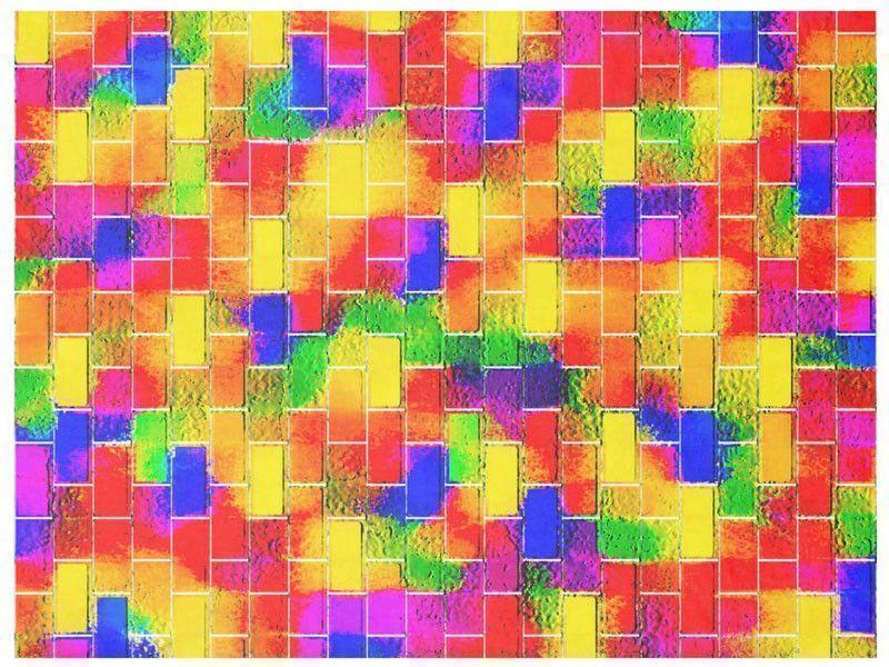Fleece Blankets-BRICK WALL SMUDGED Fleece Blankets-Multicolor Bright-from COLORADDICTED.COM-