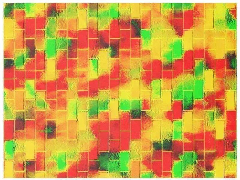 Fleece Blankets-BRICK WALL SMUDGED Fleece Blankets-Reds, Oranges, Yellows & Greens-from COLORADDICTED.COM-