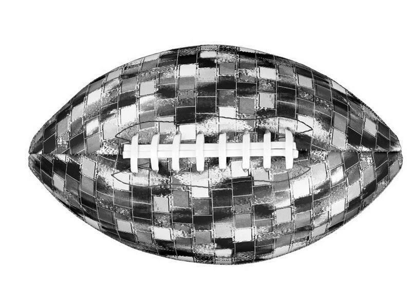 Footballs-BRICK WALL SMUDGED Footballs &amp; Mini Footballs-Black &amp; Grays &amp; White-from COLORADDICTED.COM-