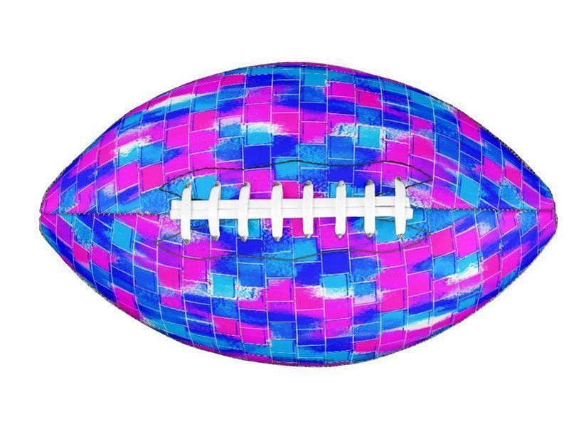 Footballs-BRICK WALL SMUDGED Footballs &amp; Mini Footballs-Blues &amp; Fuchsias-from COLORADDICTED.COM-