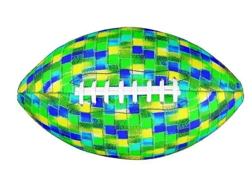 Footballs-BRICK WALL SMUDGED Footballs & Mini Footballs-Blues & Greens & Yellows-from COLORADDICTED.COM-