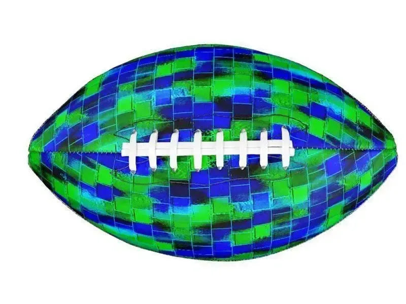 Footballs-BRICK WALL SMUDGED Footballs & Mini Footballs-Blues & Greens-from COLORADDICTED.COM-