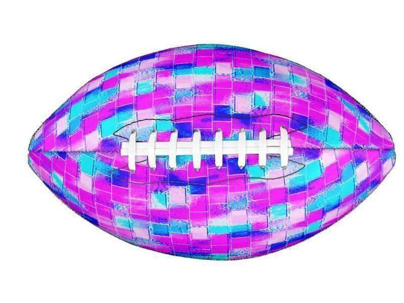 Footballs-BRICK WALL SMUDGED Footballs &amp; Mini Footballs-Blues &amp; Purples &amp; Fuchsias &amp; Pinks-from COLORADDICTED.COM-