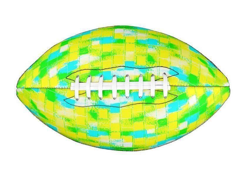 Footballs-BRICK WALL SMUDGED Footballs &amp; Mini Footballs-Greens &amp; Yellows &amp; Light Blues-from COLORADDICTED.COM-