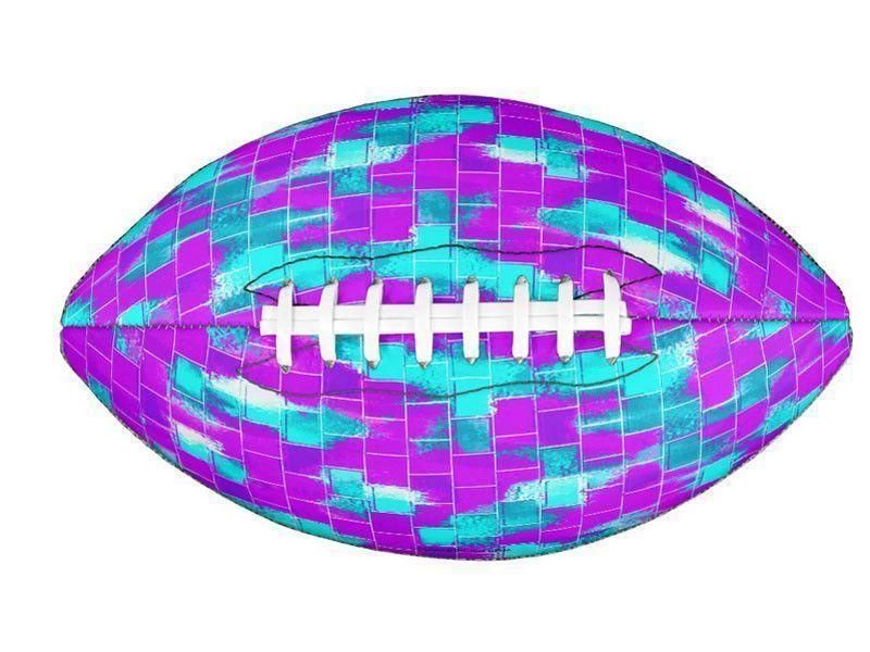 Footballs-BRICK WALL SMUDGED Footballs &amp; Mini Footballs-Purples &amp; Violets &amp; Turquoises-from COLORADDICTED.COM-