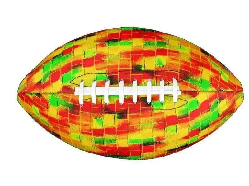 Footballs-BRICK WALL SMUDGED Footballs & Mini Footballs-Reds & Oranges & Yellows & Greens-from COLORADDICTED.COM-