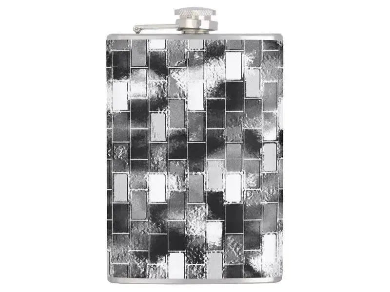 Hip Flasks-BRICK WALL SMUDGED Hip Flasks-Black & Grays & White-from COLORADDICTED.COM-