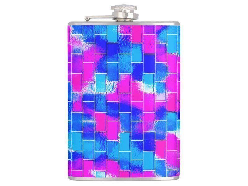 Hip Flasks-BRICK WALL SMUDGED Hip Flasks-Blues &amp; Fuchsias-from COLORADDICTED.COM-