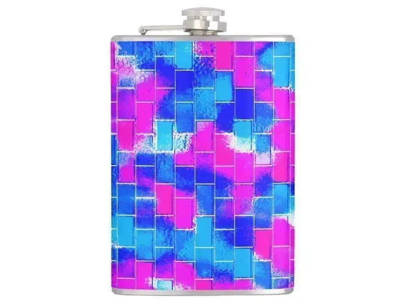 Hip Flasks-BRICK WALL SMUDGED Hip Flasks-Blues & Fuchsias-from COLORADDICTED.COM-