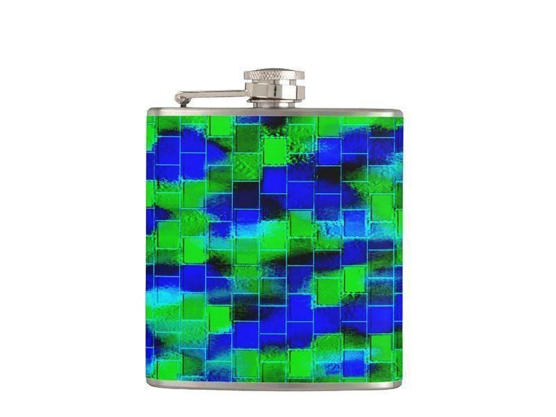 Hip Flasks-BRICK WALL SMUDGED Hip Flasks-Blues &amp; Greens-from COLORADDICTED.COM-